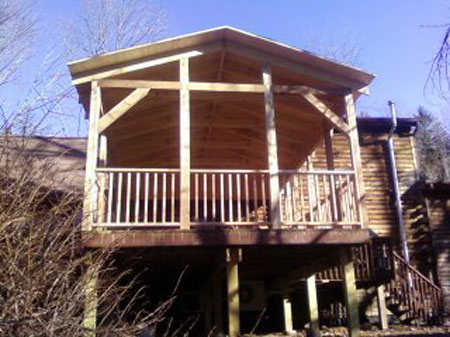New cedar posts, beams and railing on existing deck - Marbletown, NY